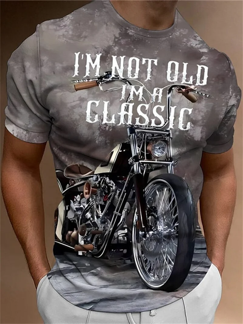 Herren Fashion Vintage 3D T-Shirt Rundhals Unisex Sommer Streetwear Motorsport
