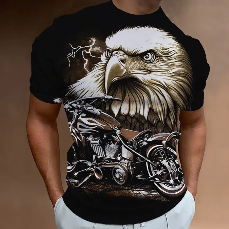 Herren Fashion Vintage 3D T-Shirt Rundhals Unisex Sommer Streetwear Motorsport