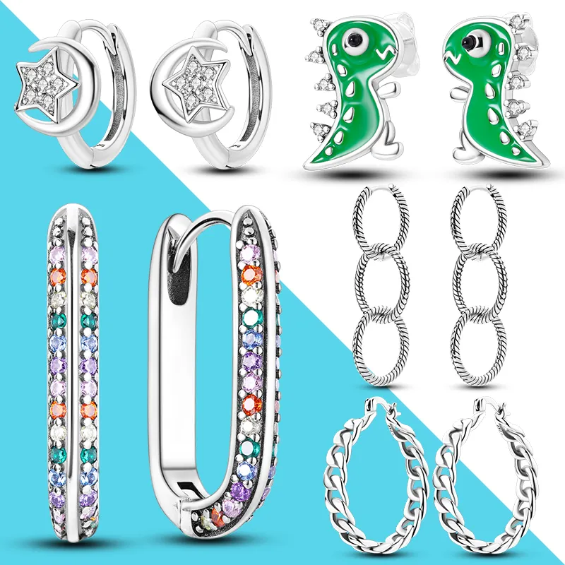 1 Paar Creolen aus 925 Sterling Silber Ohrringe Zirkonia Ohrstecker NEU