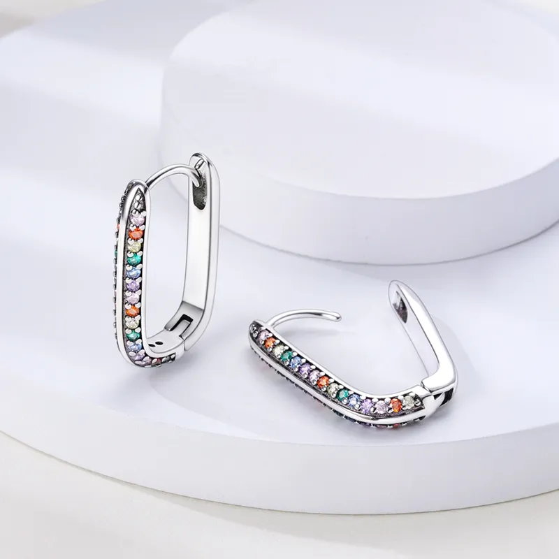 1 Paar Creolen aus 925 Sterling Silber Ohrringe Zirkonia Ohrstecker NEU