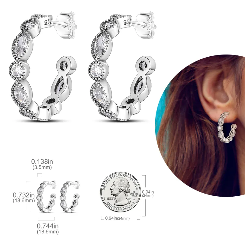 1 Paar Creolen aus 925 Sterling Silber Ohrringe Zirkonia Ohrstecker NEU