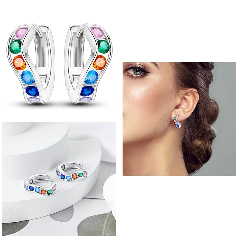 1 Paar Creolen aus 925 Sterling Silber Ohrringe Zirkonia Ohrstecker NEU