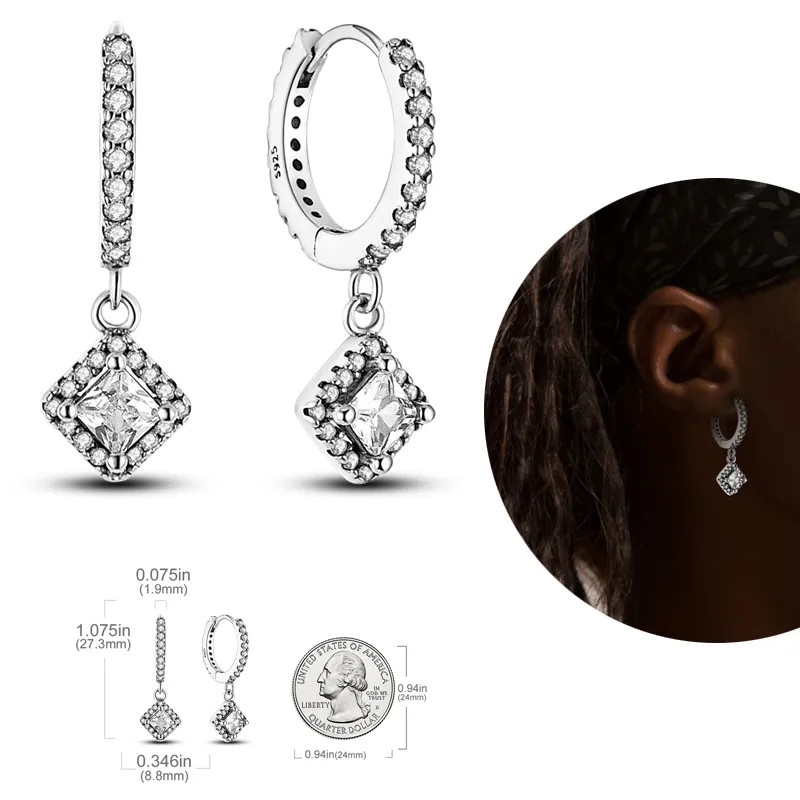 1 Paar Creolen aus 925 Sterling Silber Ohrringe Zirkonia Ohrstecker NEU