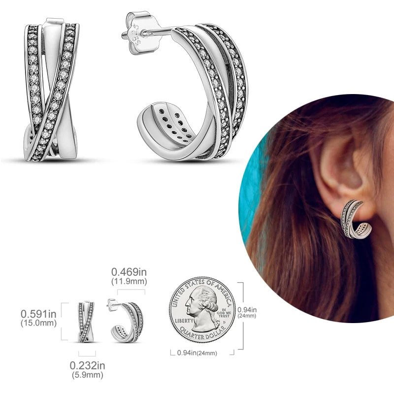 1 Paar Creolen aus 925 Sterling Silber Ohrringe Zirkonia Ohrstecker NEU