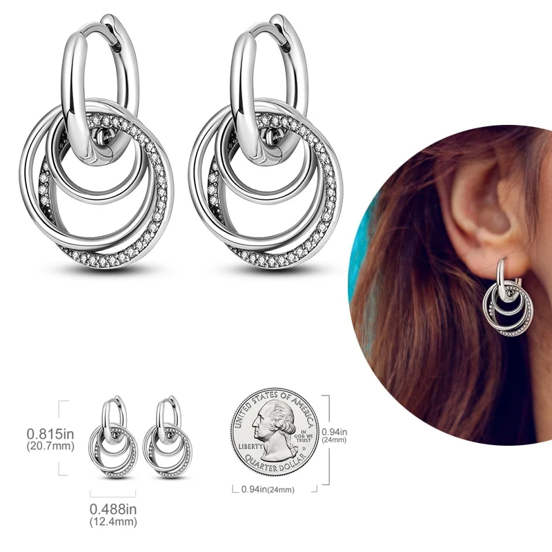 1 Paar Creolen aus 925 Sterling Silber Ohrringe Zirkonia Ohrstecker NEU