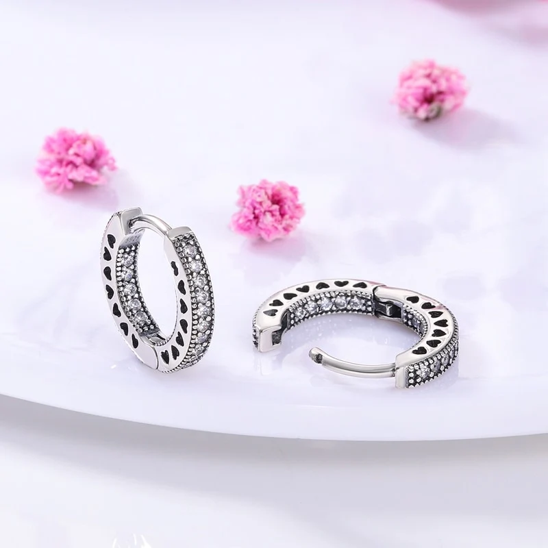 1 Paar Creolen aus 925 Sterling Silber Ohrringe Zirkonia Ohrstecker NEU