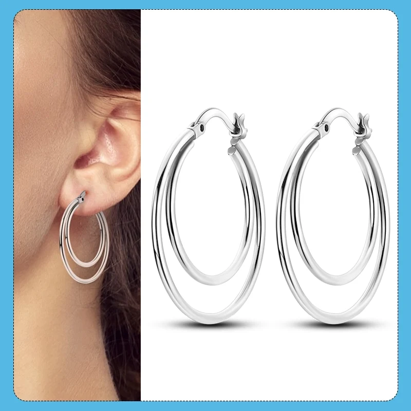 1 Paar Creolen aus 925 Sterling Silber Ohrringe Zirkonia Ohrstecker NEU