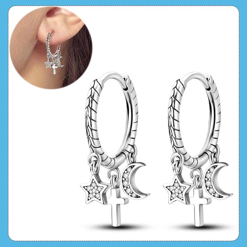 1 Paar Creolen aus 925 Sterling Silber Ohrringe Zirkonia Ohrstecker NEU