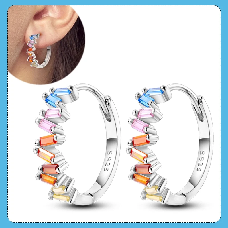 1 Paar Creolen aus 925 Sterling Silber Ohrringe Zirkonia Ohrstecker NEU