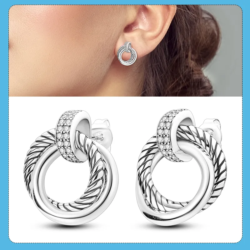 1 Paar Creolen aus 925 Sterling Silber Ohrringe Zirkonia Ohrstecker NEU
