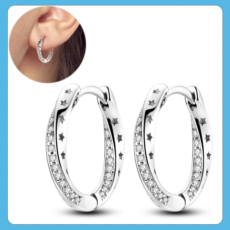 1 Paar Creolen aus 925 Sterling Silber Ohrringe Zirkonia Ohrstecker NEU