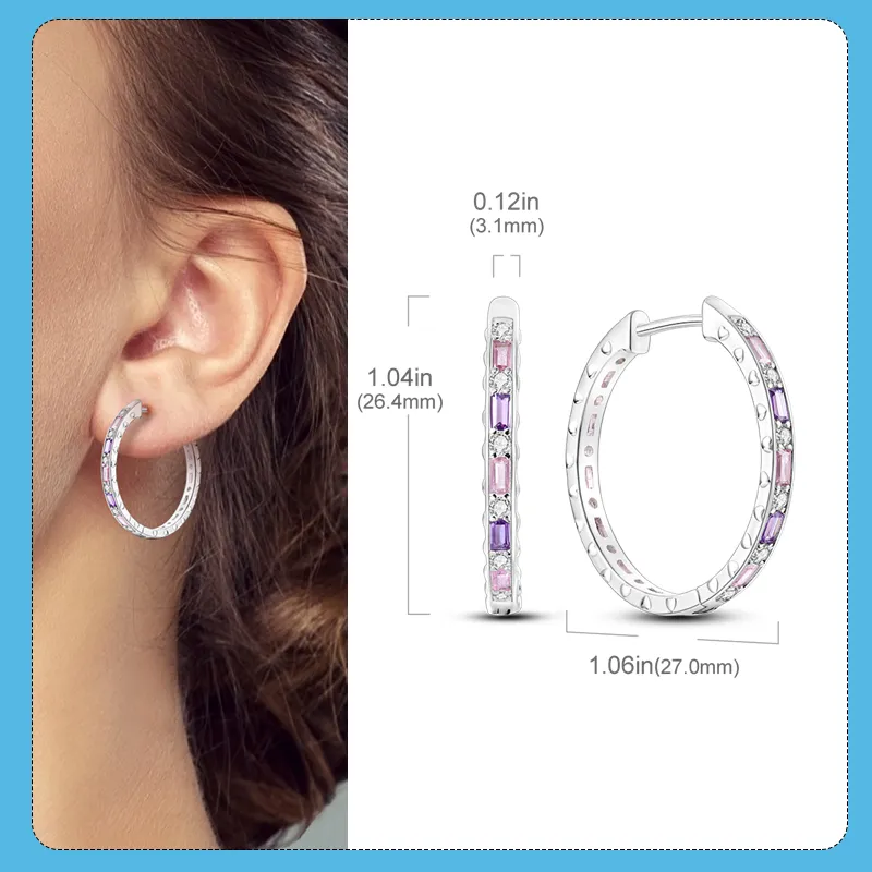 1 Paar Creolen aus 925 Sterling Silber Ohrringe Zirkonia Ohrstecker NEU