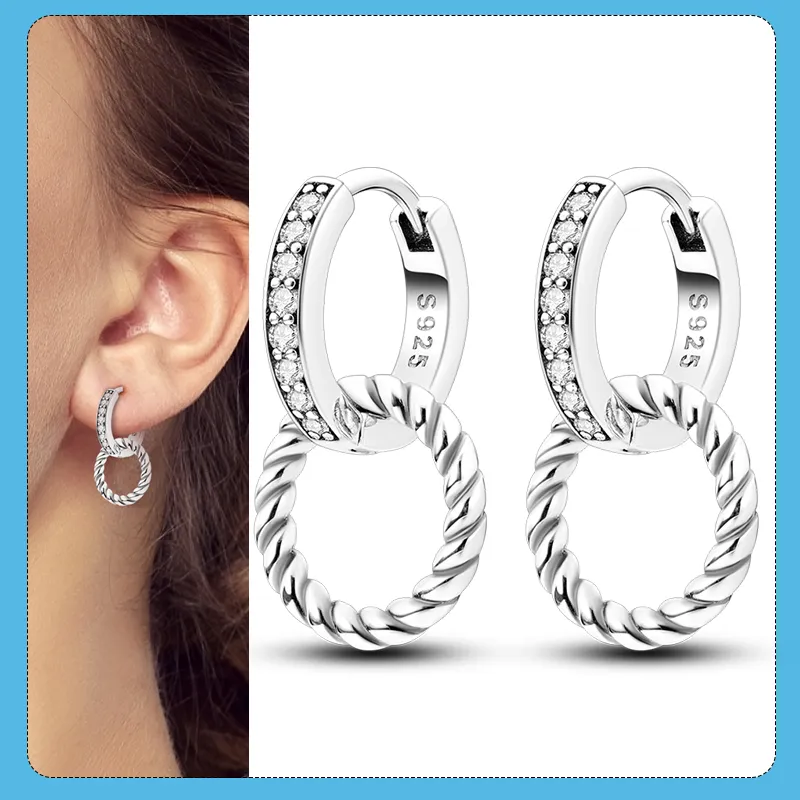 1 Paar Creolen aus 925 Sterling Silber Ohrringe Zirkonia Ohrstecker NEU