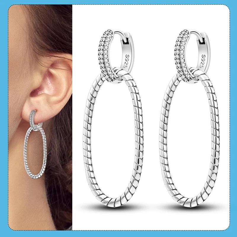 1 Paar Creolen aus 925 Sterling Silber Ohrringe Zirkonia Ohrstecker NEU