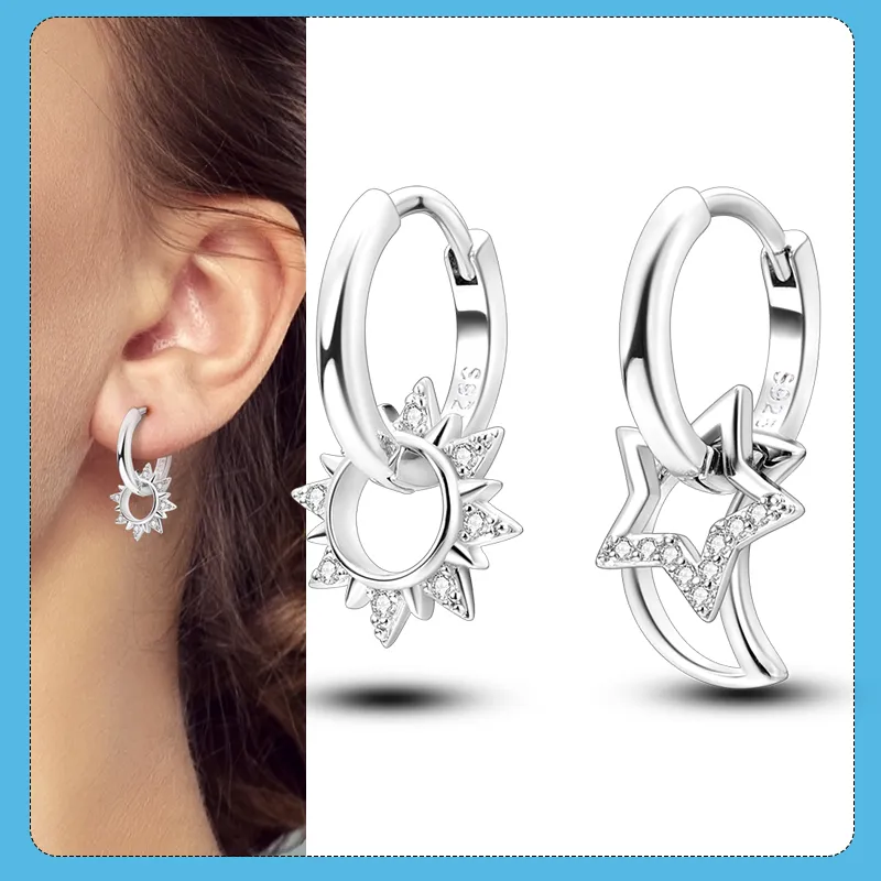 1 Paar Creolen aus 925 Sterling Silber Ohrringe Zirkonia Ohrstecker NEU