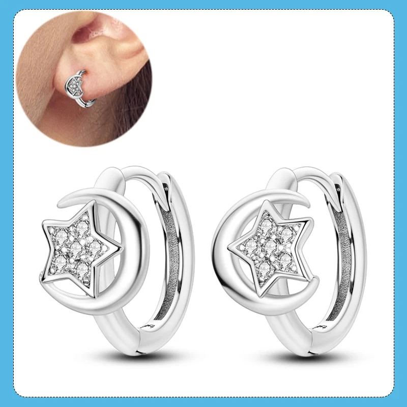 1 Paar Creolen aus 925 Sterling Silber Ohrringe Zirkonia Ohrstecker NEU
