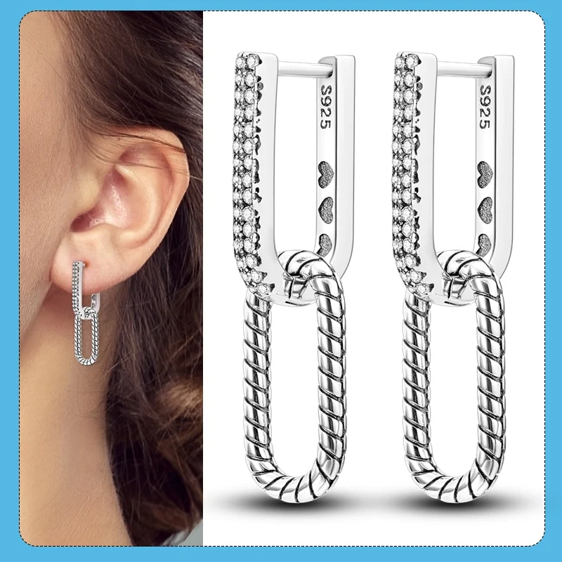 1 Paar Creolen aus 925 Sterling Silber Ohrringe Zirkonia Ohrstecker NEU