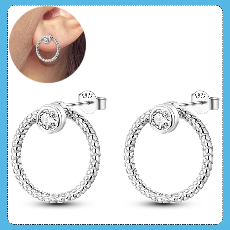 1 Paar Creolen aus 925 Sterling Silber Ohrringe Zirkonia Ohrstecker NEU
