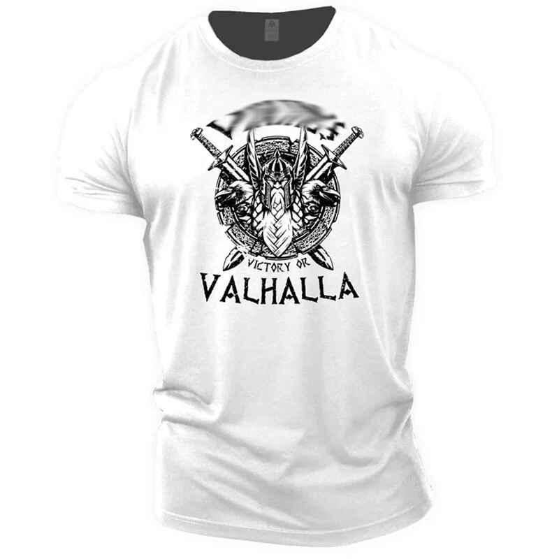 Herren Fashion Vintage 3D T-Shirt Rundhals Unisex Sommer Vikings Streetwear