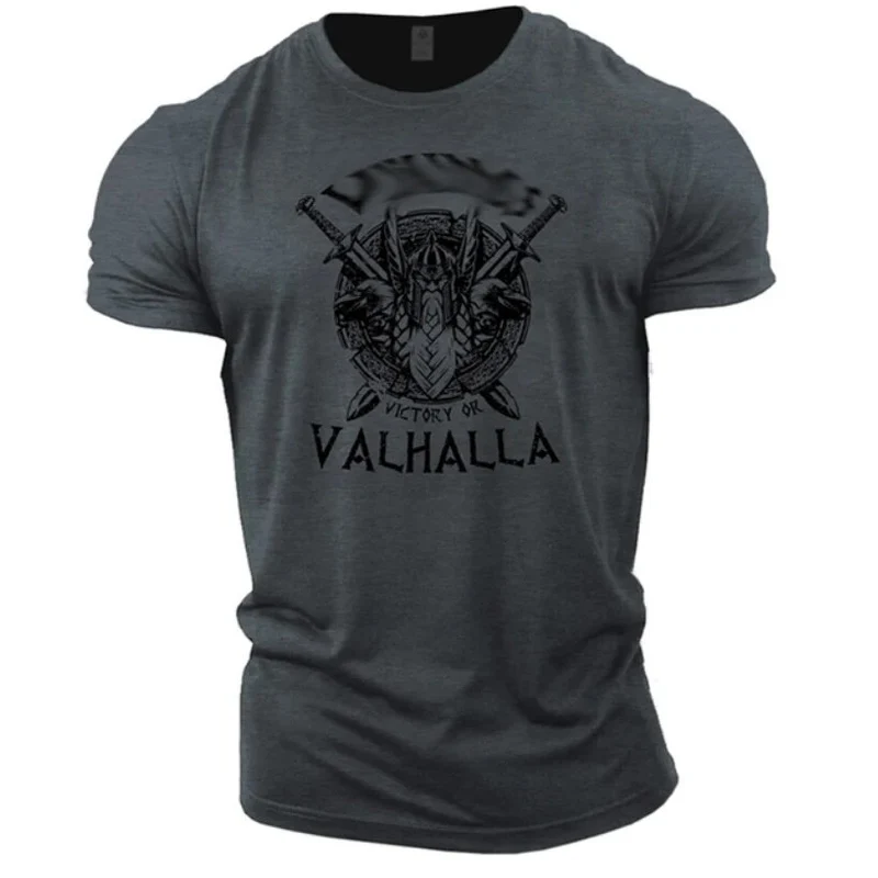 Herren Fashion Vintage 3D T-Shirt Rundhals Unisex Sommer Vikings Streetwear