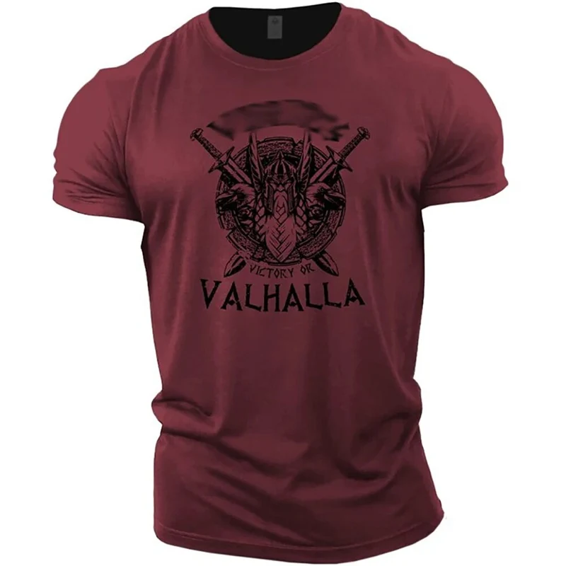 Herren Fashion Vintage 3D T-Shirt Rundhals Unisex Sommer Vikings Streetwear