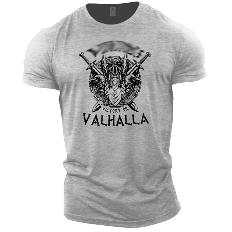 Herren Fashion Vintage 3D T-Shirt Rundhals Unisex Sommer Vikings Streetwear
