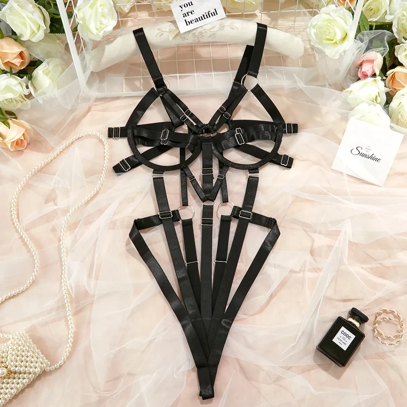 Damen Sexy Spitze Dessous Bodysuit Babydoll Reizwäsche Body Unterwäsche Schwarz Underwear