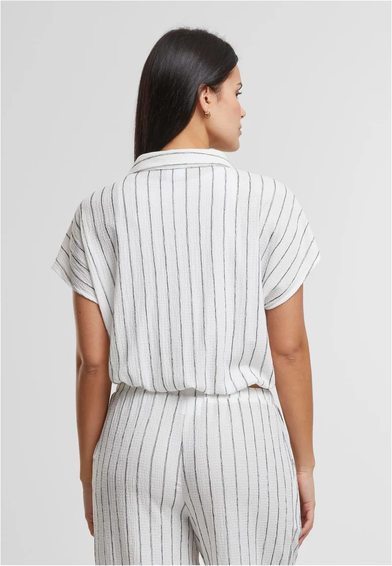 UC Structured Striped Tied Blouse
