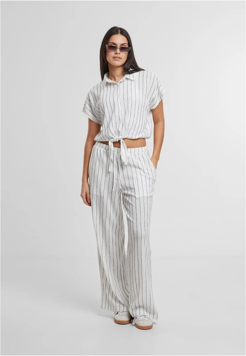 UC Structured Striped Tied Blouse