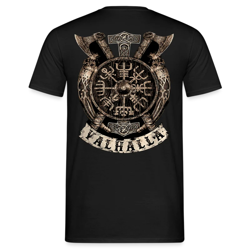 Herren Fashion Vikings Valhalla T-Shirt Rundhals Unisex 100% Baumwolle Streetwear