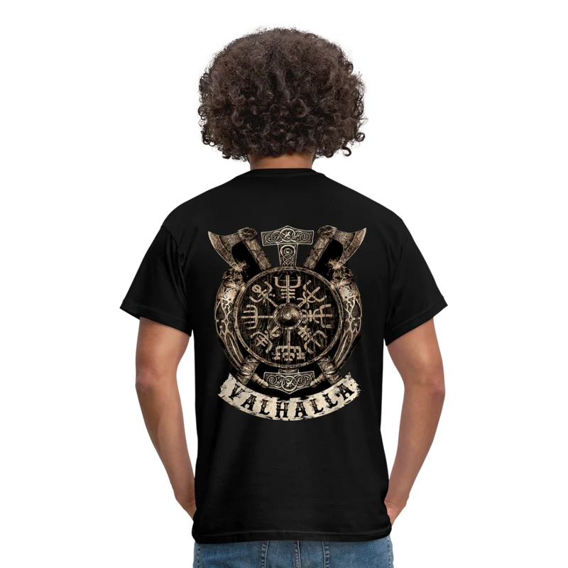 Herren Fashion Vikings Valhalla T-Shirt Rundhals Unisex 100% Baumwolle Streetwear