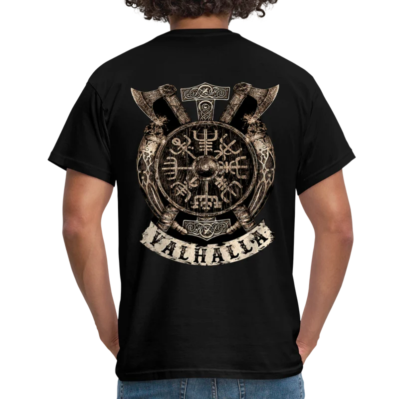 Herren Fashion Vikings Valhalla T-Shirt Rundhals Unisex 100% Baumwolle Streetwear