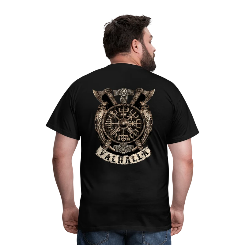 Herren Fashion Vikings Valhalla T-Shirt Rundhals Unisex 100% Baumwolle Streetwear