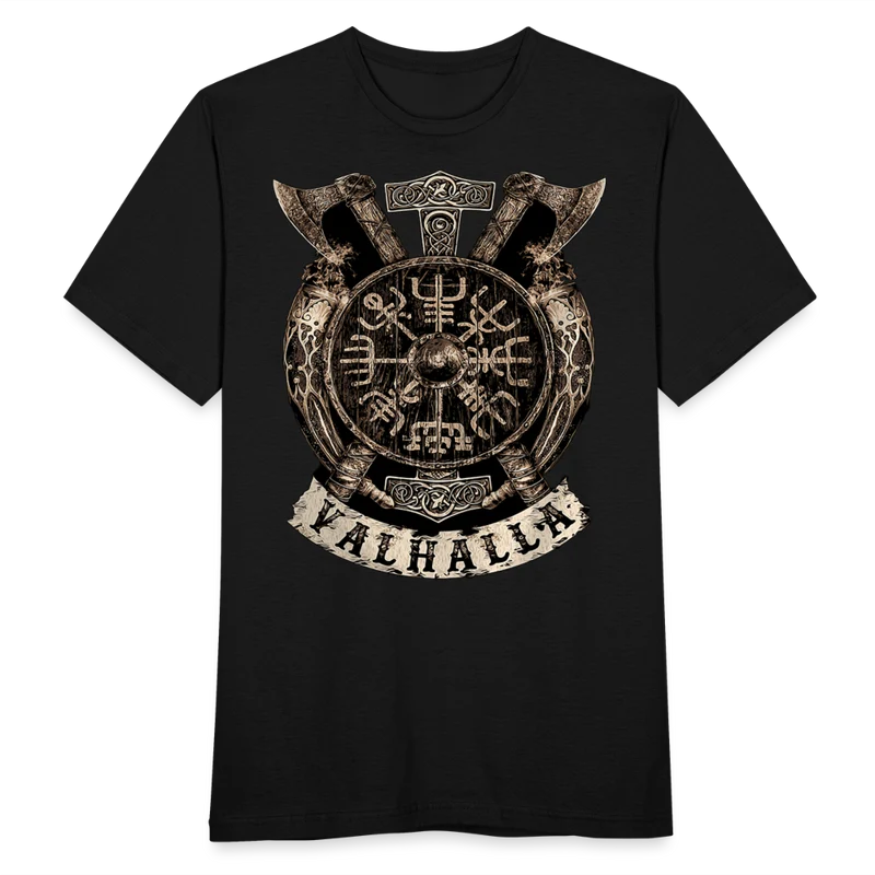 Herren Fashion Vikings Valhalla T-Shirt Rundhals Unisex 100% Baumwolle Streetwear