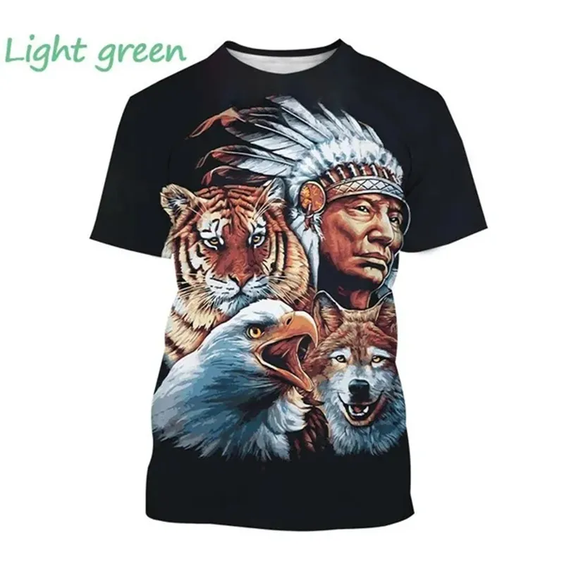 Herren Indianer 3D T-Shirt Rundhals Unisex Sommer Streetwear