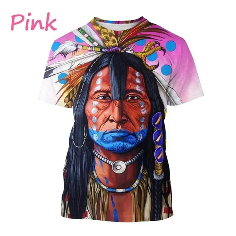 Herren Indianer 3D T-Shirt Rundhals Unisex Sommer Streetwear
