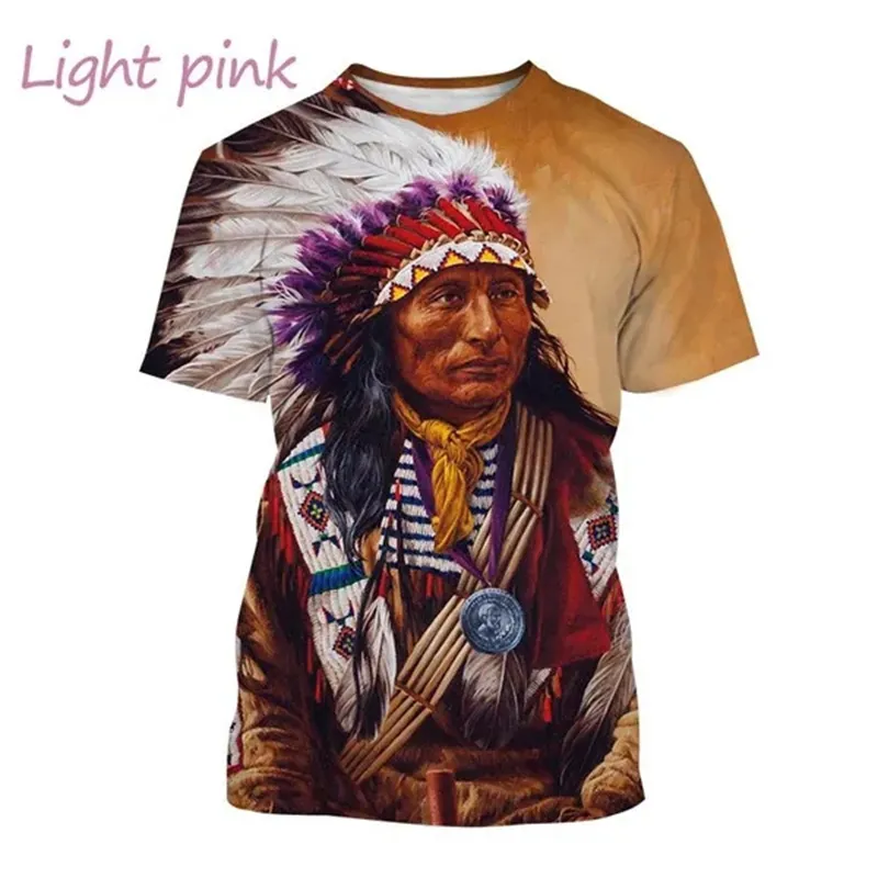Herren Indianer 3D T-Shirt Rundhals Unisex Sommer Streetwear