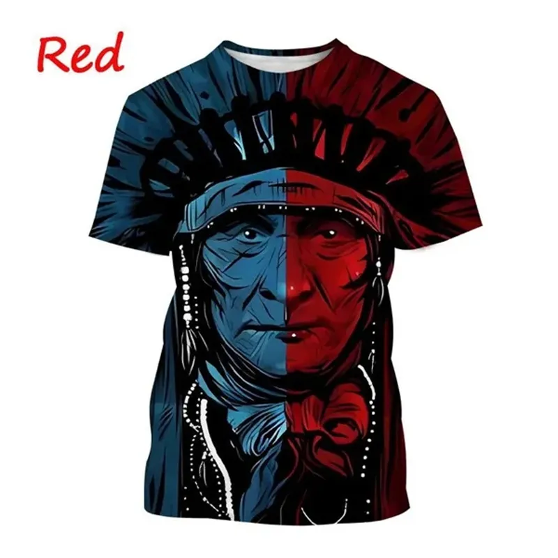 Herren Indianer 3D T-Shirt Rundhals Unisex Sommer Streetwear