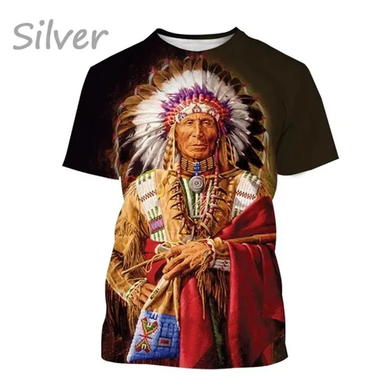 Herren Indianer 3D T-Shirt Rundhals Unisex Sommer Streetwear