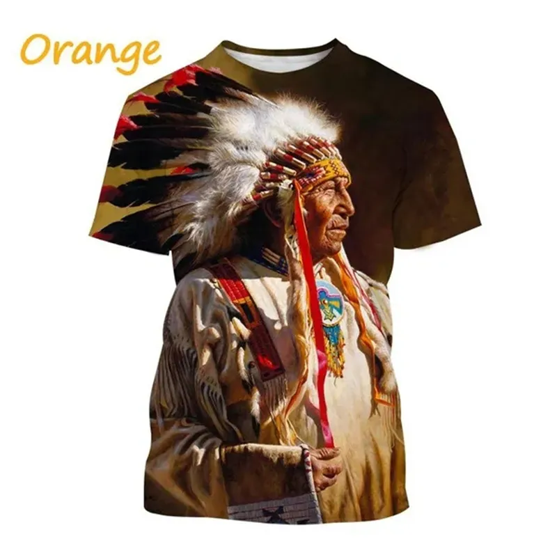 Herren Indianer 3D T-Shirt Rundhals Unisex Sommer Streetwear