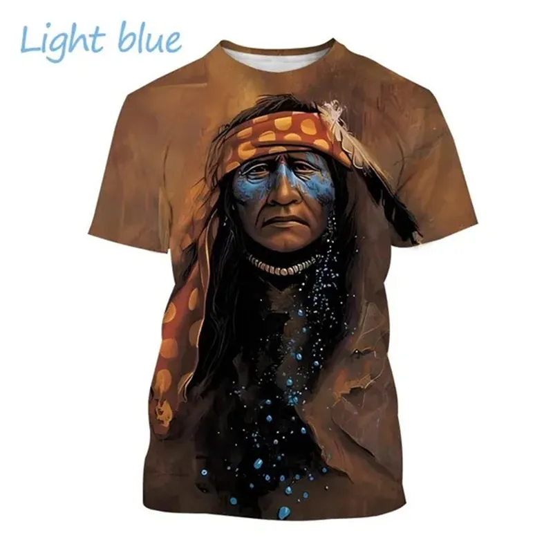 Herren Indianer 3D T-Shirt Rundhals Unisex Sommer Streetwear