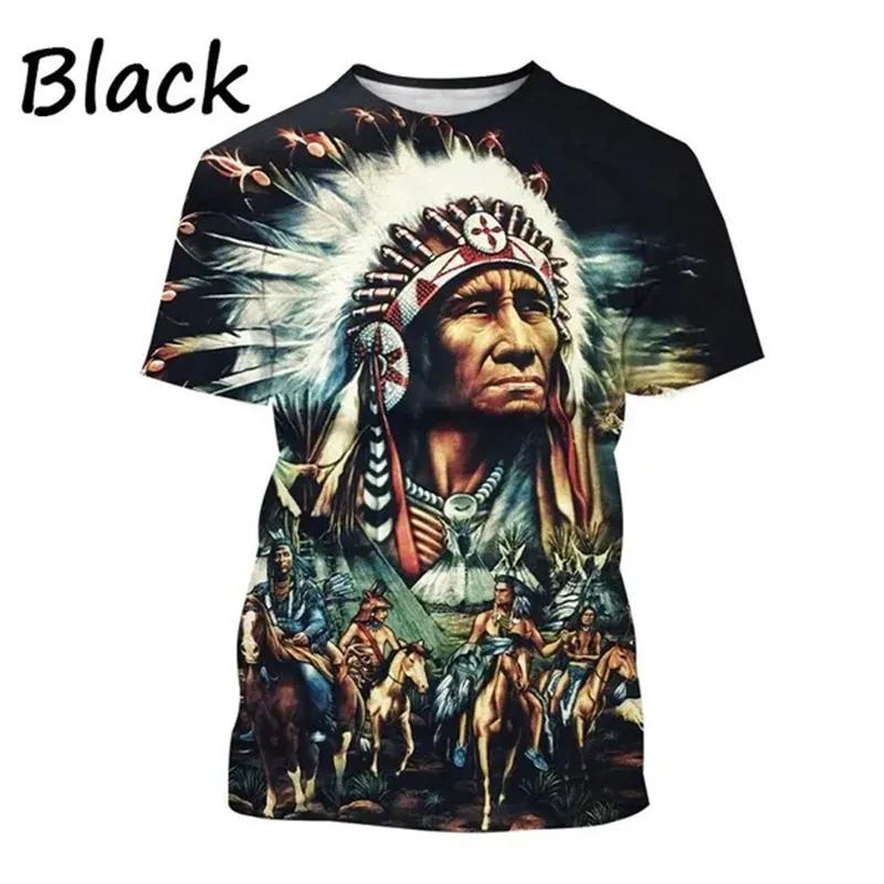 Herren Indianer 3D T-Shirt Rundhals Unisex Sommer Streetwear
