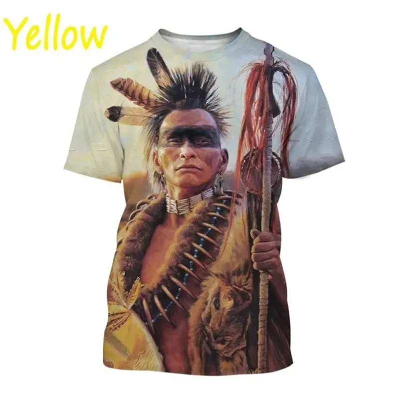 Herren Indianer 3D T-Shirt Rundhals Unisex Sommer Streetwear