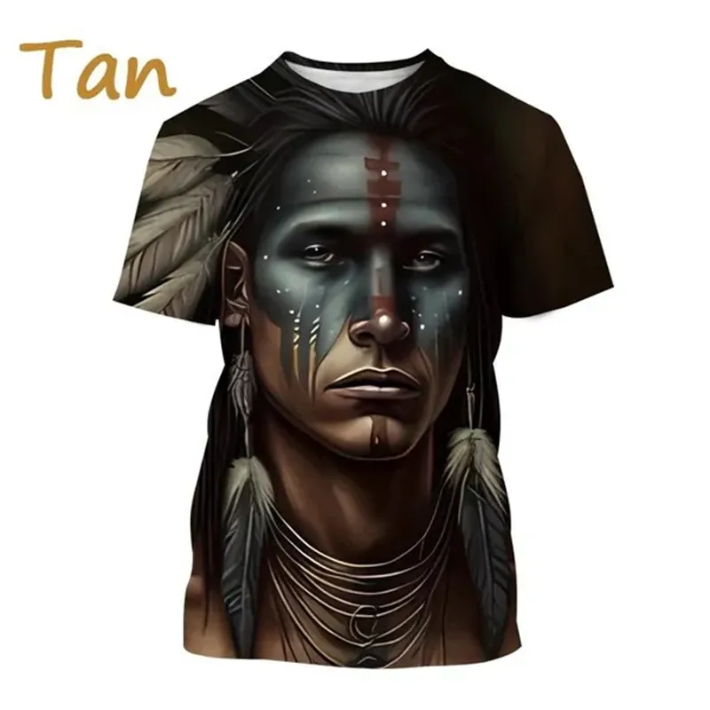 Herren Indianer 3D T-Shirt Rundhals Unisex Sommer Streetwear
