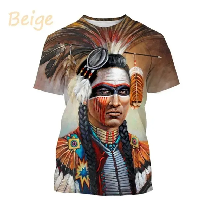 Herren Indianer 3D T-Shirt Rundhals Unisex Sommer Streetwear