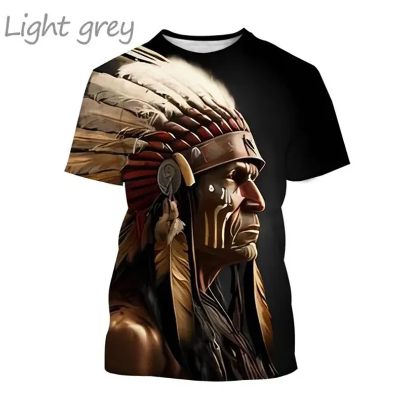 Herren Indianer 3D T-Shirt Rundhals Unisex Sommer Streetwear