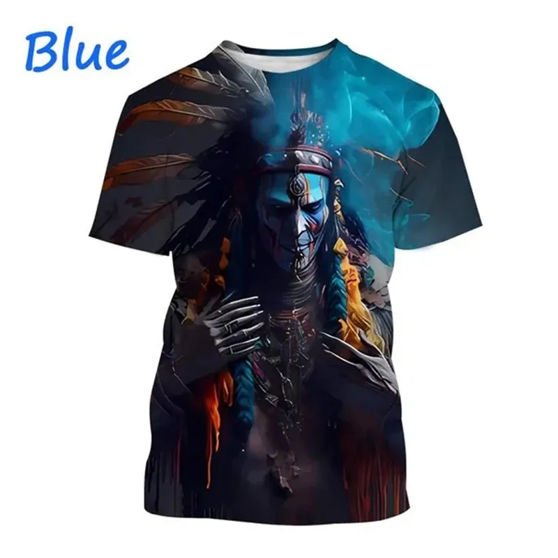 Herren Indianer 3D T-Shirt Rundhals Unisex Sommer Streetwear