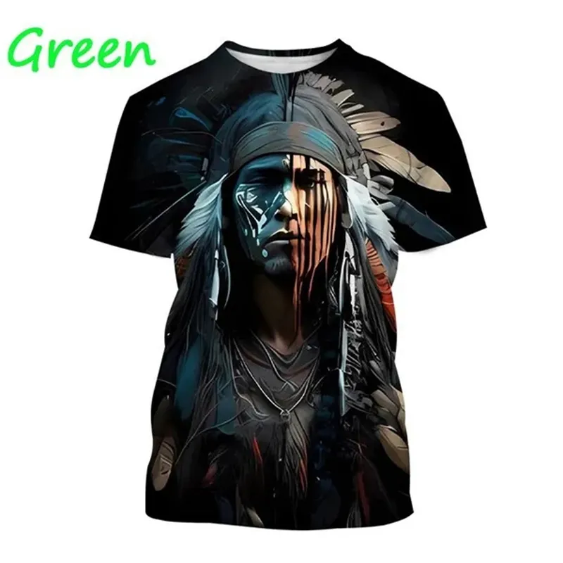 Herren Indianer 3D T-Shirt Rundhals Unisex Sommer Streetwear