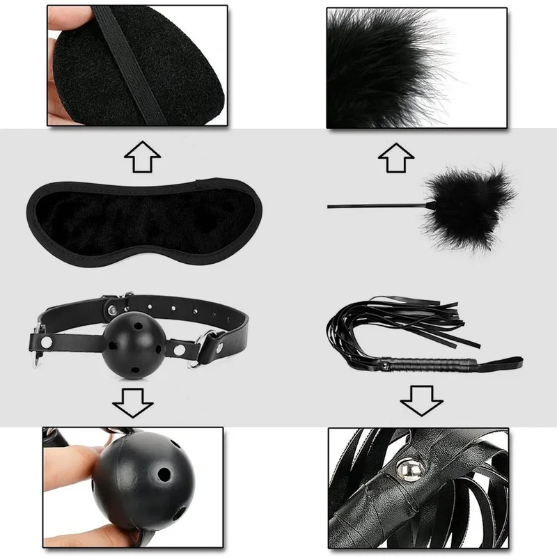 28Stk BDSM Bondage Set Fesselset SM Peitsche Halsband Handschellen Sexspielzeug