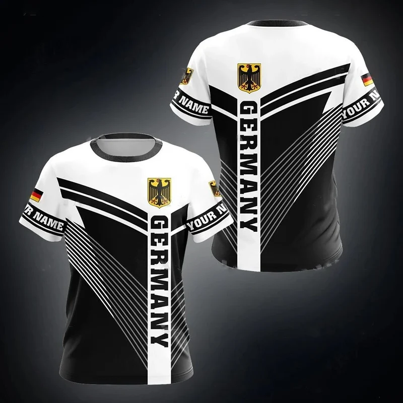Herren Fashion Deutschland Vintage 3D T-Shirt Rundhals Unisex Sommer Streetwear